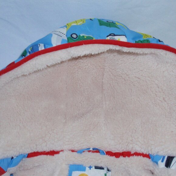 Mini Boden Blue Kids Puffer Jacket with Vehicle Print - Picture 9 of 12